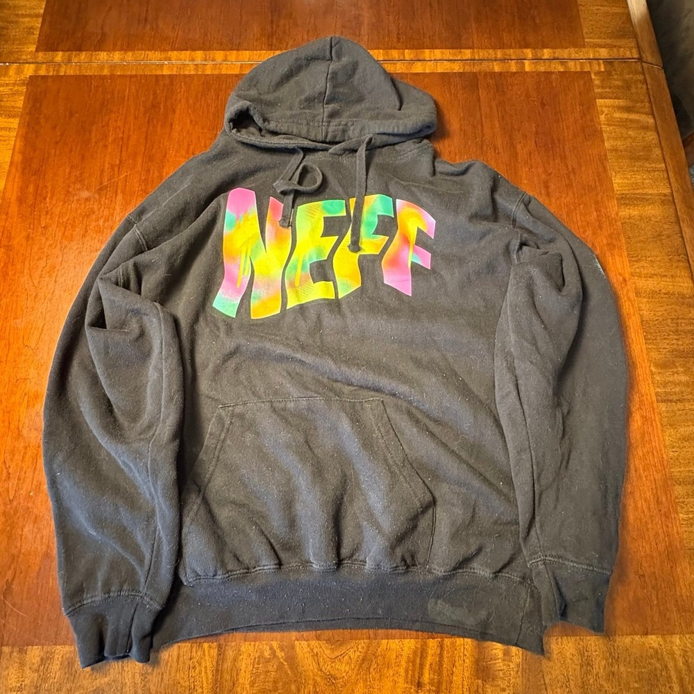 Neff Tie-Dye Logo Pullover Hoodie Black Size Large